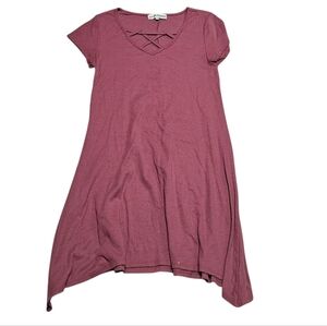 Almost Famous Burgundy Crisscross V-Neck Tunic Dress – Size L